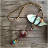 Pendant Necklaces Pendant Necklaces 2023 Handmade Nepal Necklace Buddhist Mala Wood Beads Ethnic Horn Fish Long Statement Je Dhgarden Dh1Rc