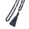 Hänghalsband 8mm snöflake obsidian frostad svart agat pärlast japamala halsband meditation yoga smycken legering ihålig boll 108 mala ros