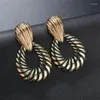 Boucles d'oreilles à tige breloque Texture évidente couleur or métal grand pour les femmes émail cercle boucle d'oreille bijoux de mode