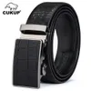 Belts CUKUP Men's Leather Cover Automatic Buckle Metal Quality Stripes Blue Cow Skin Accessories Belt for Men NCK133 231101