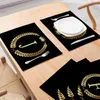 Table Mats Home Decor Black Gold Letter Printing Linen Placemat For Dining Drink Decoration Modern Kitchen Cup Pads