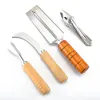 150ses of 4 in1 Vegetable Tools suit Sugarcane Peeling Knives Pineapple Peeling Knife Artifact Planing Knife Stainless Steel with wooden handle