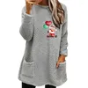 Women's Hoodies Women Casual Double Fuzzy Reindeer Printed Sweatshirt Faux Fleece Zip Pullover Summer Tops Juniors Shirts