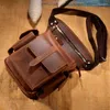 Waist Bags Retro Men's Single Shoulder Crosbody Bag Genuine Leather Tactical Leggings 11-inch Camera Fanny Pack Belt