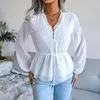 Женская полость Polos Vintage Ruffle кружевная талия в горошек Койфоновая рубашка Женское весеннее лето фонарь с длинными рукавами улица