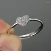 Hochzeit Ringe Huitan Liebe Silber Farbe Kristall Zirkonia Luxus Engagement Band Zubehör Für Frauen Ewigkeit Schmuck