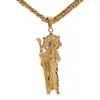 Pendant Necklaces Top Quality Gold Tone Jesus Piece Necklace Stainless Steel Holding Wands Catholic Christian Jewelry2362