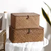 Paniers de rangement faits à la main en jonc de mer tissé boîte de rangement stockage d'algues panier de finition avec couvercle divers bain cosmétique serviette conteneur mx01161829 230331