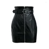Юбки женские, черная юбка из искусственной кожи, модная повседневная сексуальная короткая юбка-карандаш с высокой талией, уличная одежда, весна-осень-зима