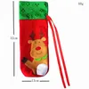 Kerstdecoraties 10 PCS / Lot Spangle geborduurde wijnfles tas Cover Santa Claus Snowman Elk Xmas Red