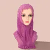 Roupas étnicas Moda Mulheres Lace Malha Muçulmano Frisado Diamantes Instantâneo Hijab Turbante Chapéu Árabe Islam Xaile Feminino Headscarf Envoltório
