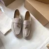 LP piana schoenen zomer charmes verfraaid walk suède loafers beige echt lederen casual slip op flats dames luxe ontwerpers platte kleding schoen