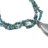 Pendentif colliers pour femmes pierres naturelles bleu Dragon Agate forme de goutte avec chaîne de cou de gravier luxe qualité bijoux cadeau pendentif