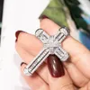 Chokers 925 Silver Exquisite Bible Jesus Cross Pendant Necklace for women men Crucifix Charm Simulated Platinum Diamond Jewelry N028 231101