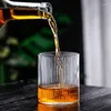 Weingläser 2-6pcs vertikale Muster Tasse kreatives japanisches Glas Saft trinken Kaffee handgefertigte klare Trinkgeschirr S Set Whisky