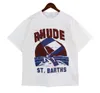 2023 Top Craftsmanship Rhude Mens T Shirts Summer Fashion Designer Tshirts Street Disual Short Sleeve Beach Style Tees Cotton Printing Shirt 1-1 ITVZ XO3Z