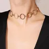 Girocollo in argento dorato con anello sexy che collega la catena della clavicola Harajuku collane da donna Fashion Rock Chocker Torques Party Club Street Jewelry