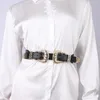 Ceintures or creux Double boucle ardillon réglable dames Vintage ceinture élastique taille détachable décorer ceinture pour femmes vêtements féminins