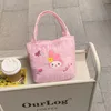 Bolsa japonesa, coração bonito da menina, pequeno saco balde fresco, 2023 novo saco bento bordado de náilon dos desenhos animados