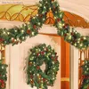 Decoratieve bloemenkransen 1,8 / 2,7M Kerst LED-slinger Decoratie Krans LED Rotan Slinger Groene Kerst Kunstmatige Kerstboom Rotan Banner EL 231102