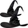 Andra evenemangsfestleveranser Halloween Witch Hats Black Folds Wizard Hat For Women Men Masquerad Cosplay Props Decoration Carnival Costume Accessory 231101