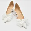 Sandales Chaussures de mariée French White Bow High Heels Master Wedding Dress Block Heel Platform