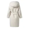 Kurtki damskie Kobiety płaszcz zimowy grube ciepłe misie płaszcze Lady Wool Natural Wool Alpaca Fur Overcoat S5186 231102
