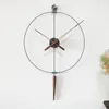 Diameter 60CM enkelpolige enkele cirkel Spanje Nordic licht luxe decoratieve wandklok woonkamer persoonlijkheid creatieve moderne achtergrond kunst hanger