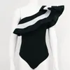 Roupa de banho feminina Floylyn 2023 sexy ombro a ombro feminino maiô de peça única maiô feminino babado monokini roupa de banho moda praia