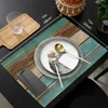 Masa Paspasları Placemats Seti 4 retro Rustik Ahşap Doku Polyester Polyester Leke Dirençli Yıkanabilir Dekorasyon Mutfak Yemekleri