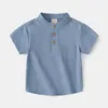 Barnskjorta Mandarin Boys Summer Tshirts Fashion Toddler Tees Baby Shirts Cotton Barnkläder 230331