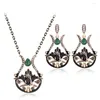 Pendant Necklaces 2023 Korean Fashion Jewelry Long Chain Crystal Rhinestone Flower Vase Necklace Earrings Set For Women Girls Accessories