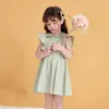 Robes de fille 2023 AncoBear Robe d'été pour bébé coréen enfants col de broderie vert clair enfants Partysu Frocks tenues pour nourrissons