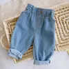 Hosen Einfarbig Jeans Kinder Elastische Taille Koreanischen Stil Baby Mädchen Jungen Denim Hosen Gerade Kleinkind Kinder Kleidung