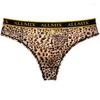 Underpants Men's Sexy Leopard Convex Pouch Briefs Letter Print Underwear Male Lingerie Sports Panties Fitness Low Waist T-back