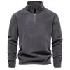 Sweats à capuche pour hommes Sweat-shirts d'hiver pour hommes Couleur unie Épaissir Veste chaude Fermeture éclair Col Pull Sweat-shirt Polaire de qualité Colthing