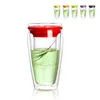 Kubki 450 ml kolorowy silikonowy podwójny szklany biznes z herbatą kubek kreatywny okrągły fi filtra Transparent