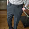 Erkekler Takım Marka Elbise Pantolon Erkekler Giysileri Uzatılabilir Bel Tam Uzunluk Napoli Resmi Pantolon Siyah/Gri Plus Boyut 28-38