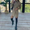 Casual Dresses Elegant Solid Color Shirt Dress Fashion Lapel Single-Breasted Commute Mini Women Autumn Pocket Straight Cargo