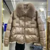 Kobiety w dół Parkas 2023 REAL FUR CLARAR Zima Kobiety biała kaczka w dół kurtka panie krótki ciepły puffer płaszcza luźna vintage wierzchnia wierzchnia Parka L231102