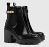 Winter Luxury Women Ankle Boots Women Black Calfskin Leather Platform Sole Chunky Sole Booties Party Dress Lady Martin Boot Comfort Walking EU35-42