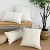 Kussen boho witte decoratieve kussens voor bank katoenen linnen 3d bloemen kanten kussensloopkleed omklep bruiloft decor gooi