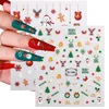 6 fogli adesivi natalizi per nail art pupazzo di neve decalcomanie autoadesive per unghie 3D Babbo Natale fiocco di neve