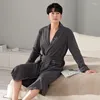 Erkekler Placowear Pamuk El Batrobe Sonbahar ve Kış Nightgown Uzun Kollu Pijamalar Artı Boyut Orta Uzunluk Gevşek Gevşek Fit Ev Fu