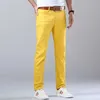 Jeans pour femmes Style classique hommes mode affaires décontracté droit Slim Fit Denim Stretch pantalon vert jaune rouge marque mâle pantalon 231102