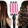 Curling Irons 3 lufy Curling Iron Wand Temperatura Regulowana szyna ceramiczna potrójne beczki Warem do włosów Przenośna rurler żelaza 231102