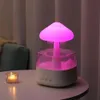 Rain Cloud Humidificateur Portable Veilleuse Aromathérapie Diffuseur d'Huiles Essentielles avec 7 Couleurs LED Lumières Fontaine de Bureau Goutte d'Eau Sonore 450ml Télécommande