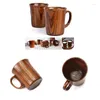 Tassen Solide Jujube Tasse Holz Kaffee Bier Holz Tasse Handgemachte Tee mit Griff Home Office Restaurant El Wzpi