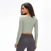 lulus luyogasports lu-01 Yoga-Sport-BH für Damen, Fitnessstudio, Fitnesskleidung, langärmeliges T-Shirt, gepolstert, halbe Länge, schmales, sportliches Workout-Top D3