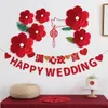 Party Decoration Chinese Wedding Room 3D Three-dimensional Red Flower Bedroom TV Background Wall Engagement